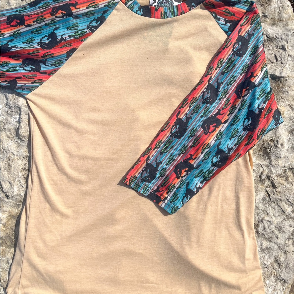 Beige Raglan Shirt with Serape Sleeves